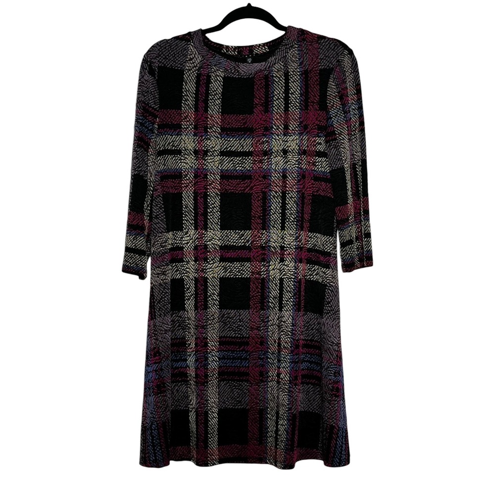 Tiana B. Women's Plaid Long Sleeve Shift Dress Size 12